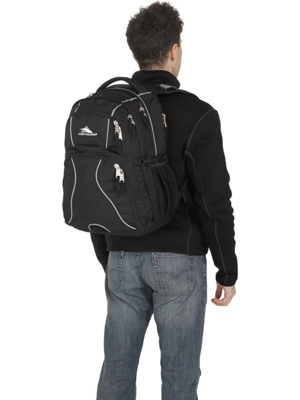 Stylish Black Laptop Backpack for School, Travel, and Work - One Size Fits All